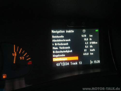 2.2 DTI WARM nach 445 km normaler Fahrt
