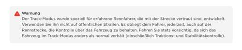 Track-Mode Warnhinweis