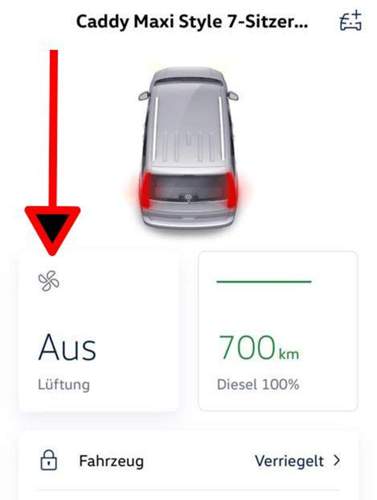 Caddy App Online-Standlüften