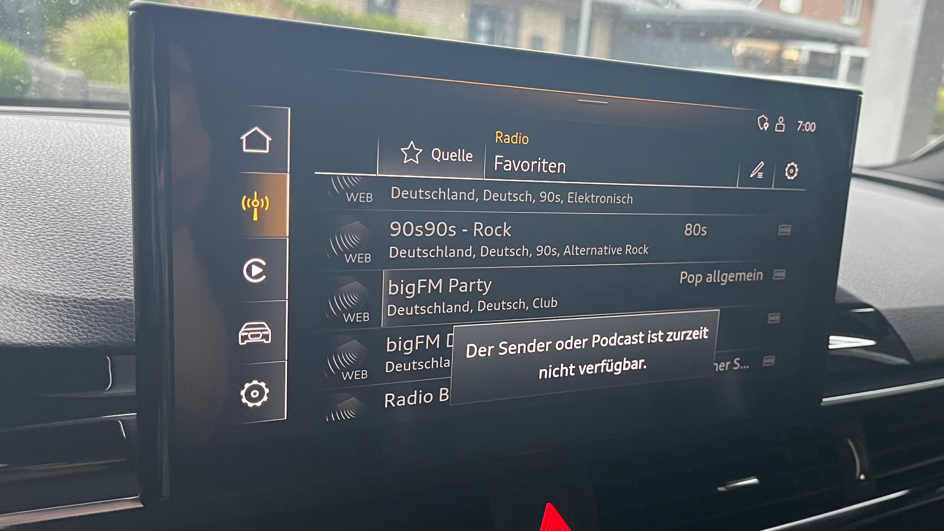Onlineradio nicht verfügbar trotz aktiver Datenverbindung
