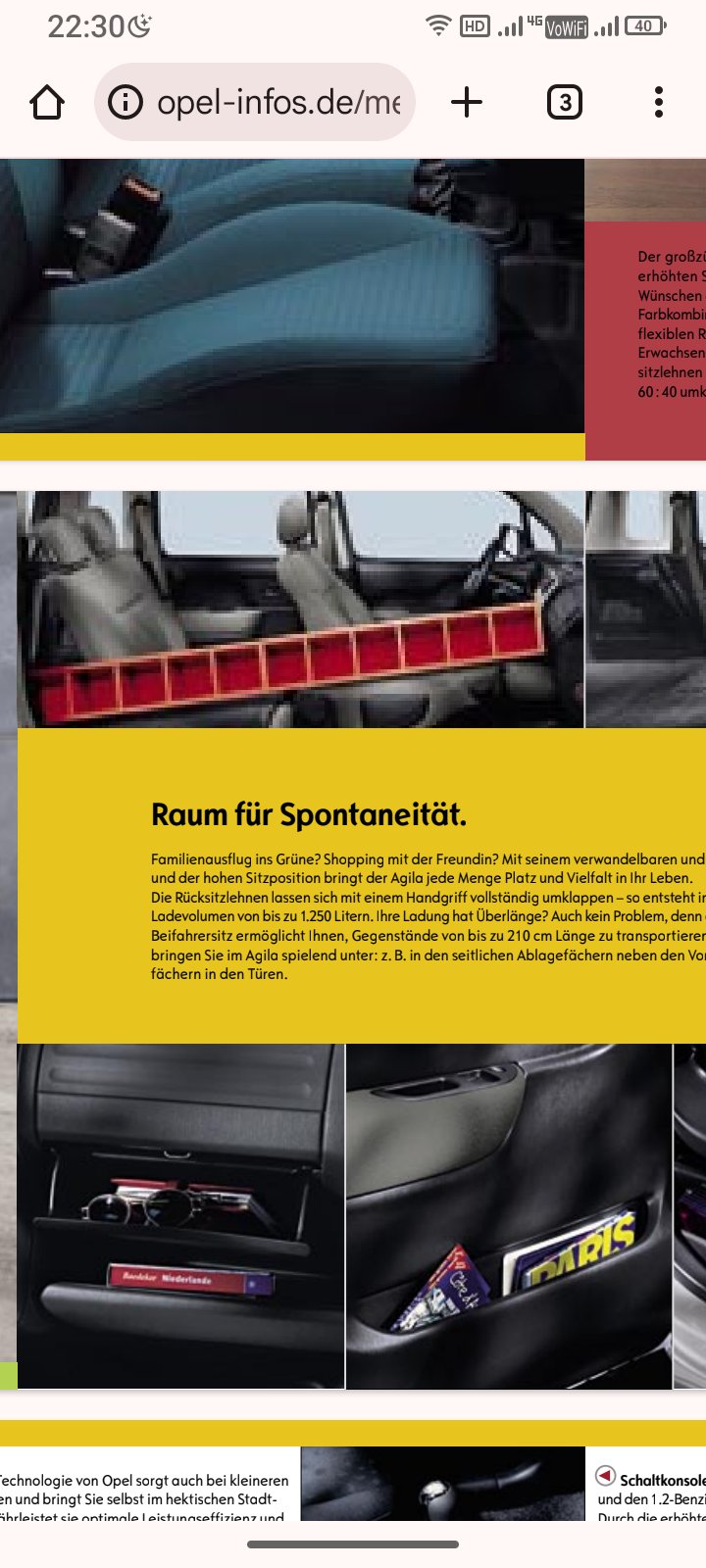 Opel Agila A Suche nach dem umklappbare Beifahrersitz