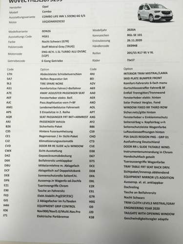 Ausstattungsliste 1