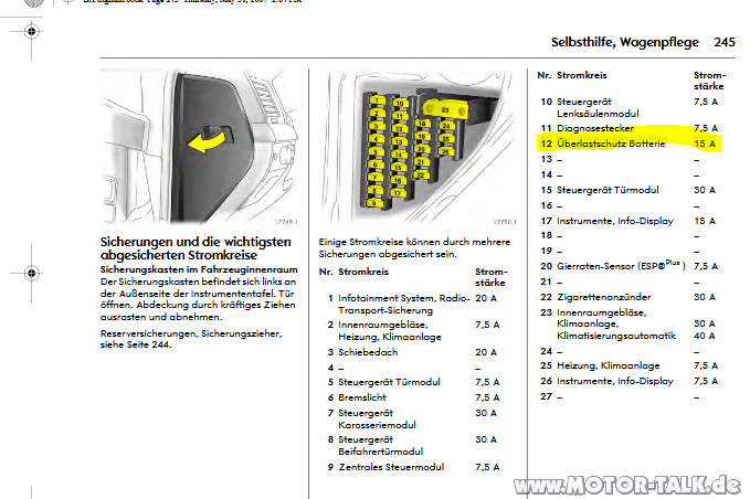 OPEL SIGNUM 2.2 16v Direct Überspannungsschutz Sicherung
