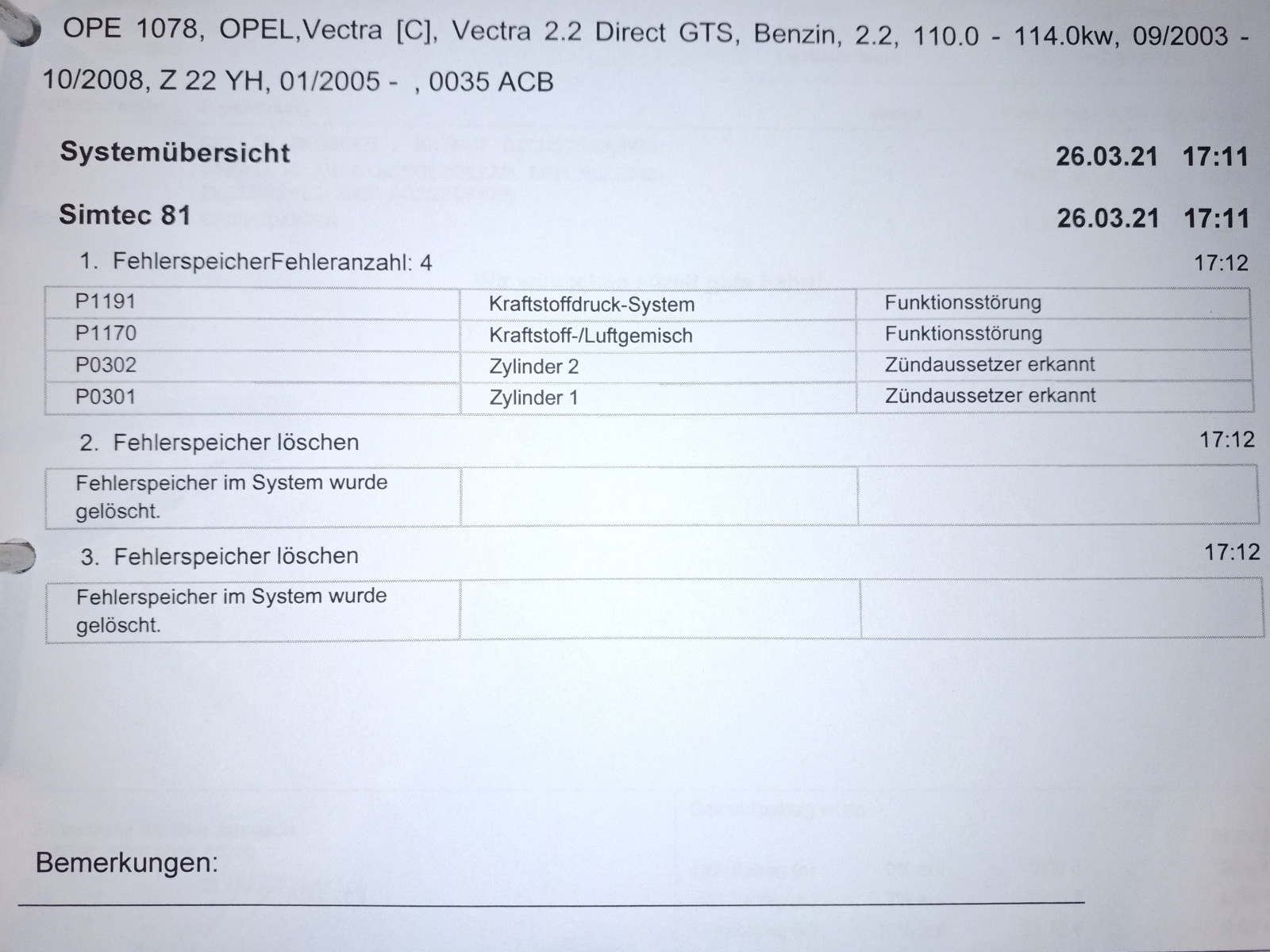 Opel Vectra c 2.2 direct stottert bei Vollgas