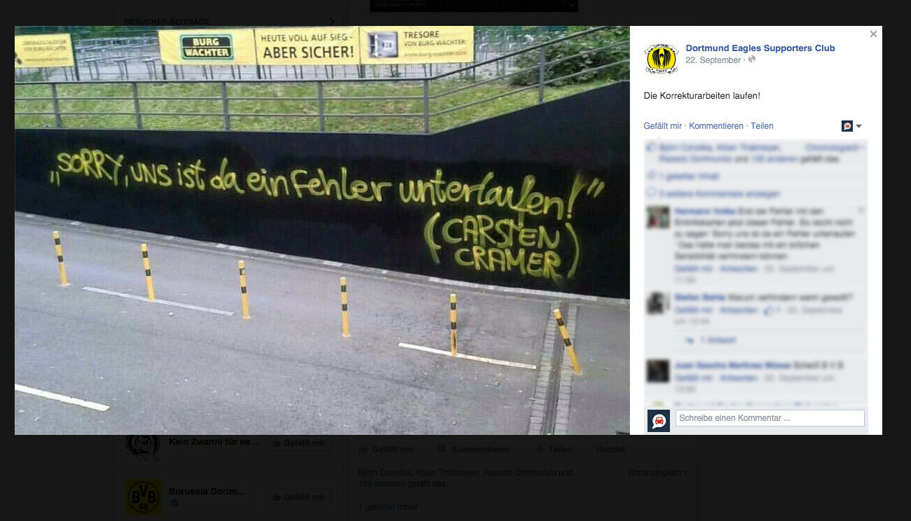Die Fans reagierten - und überpinselten die Werbung mit einer erfundenen Entschuldiung des Marketing-Chefs