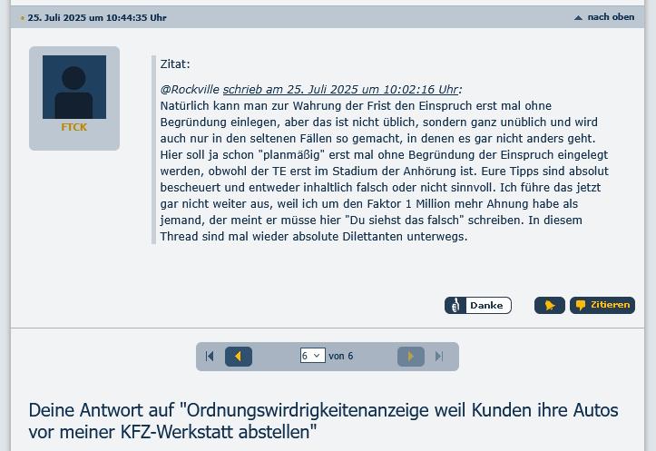 Ordnungswirdrigkeitenanzeige weil Kunden ihre Autos vor meiner KFZ-Werkstatt abstellen