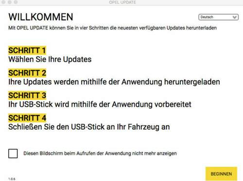 Startseite Opel update App