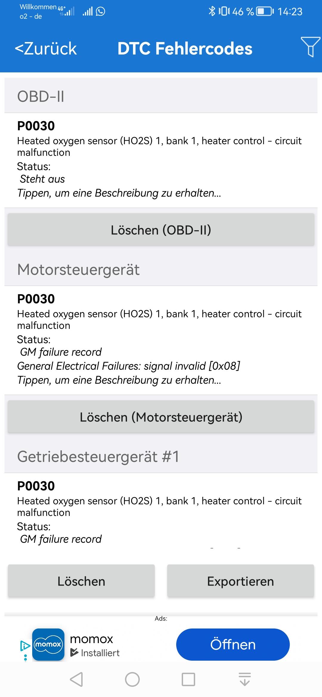 P0170 & P0130 Fehler - CO Gehalt 3.440 statt 0.20