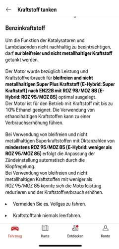 Kraftstoffauswahl Panamera