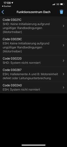 Fehlermeldung FZ Dach