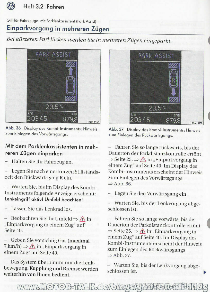 Parklenkassistent "Park Assist" inkl. ParkPilot