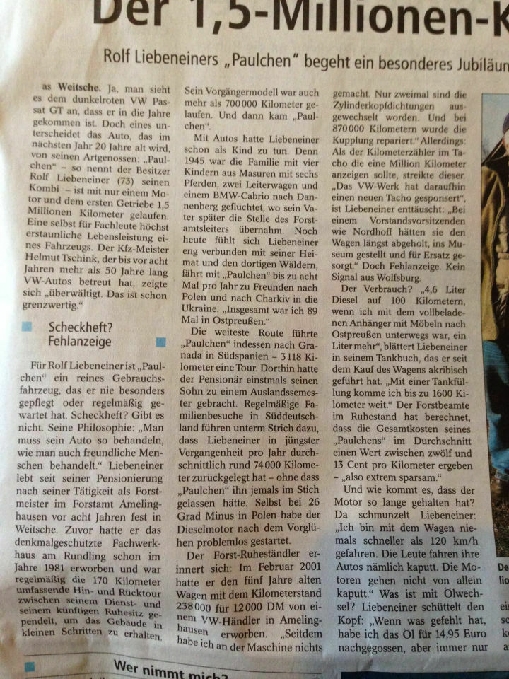 Passat auf dem Weg zur zweiten Million