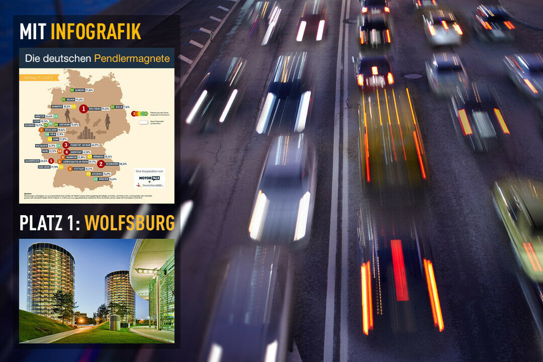 Pendler heben die Einwohnerzahl einer Stadt in Stoßzeiten deutlich an; in Wolfsburg beispielsweise um satte 60 Prozent