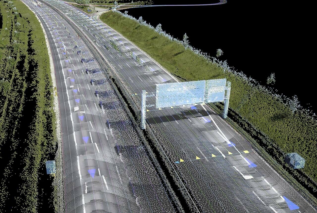 Informationen gesammelt: So sieht eine "gescannte" Autobahn aus Sicht eines Audi aus