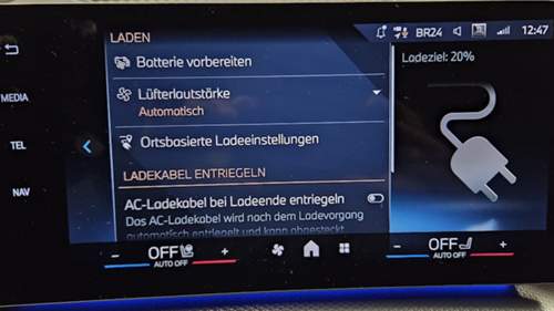 Lademenü ohne Plug & Charge