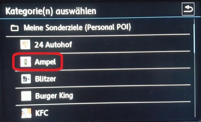 POI-Sammlung für das Discover Pro