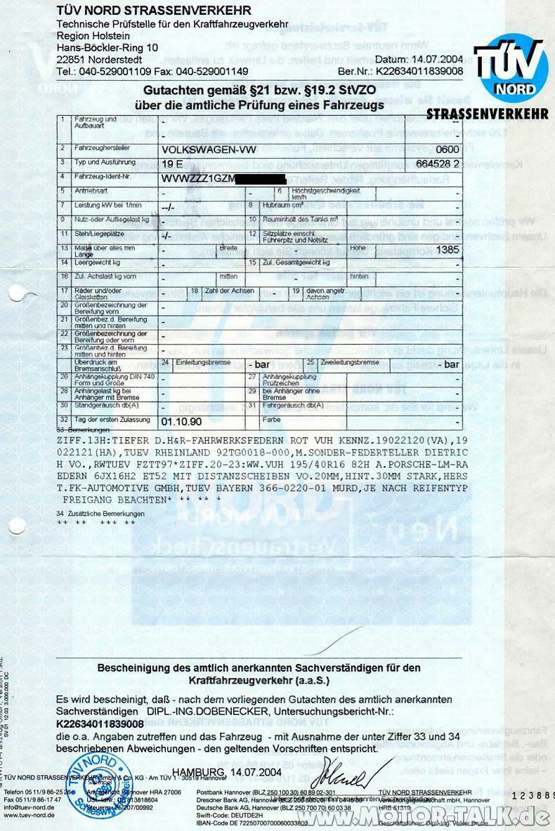 Porsche C2 Felgen Gutachten und Eintragung