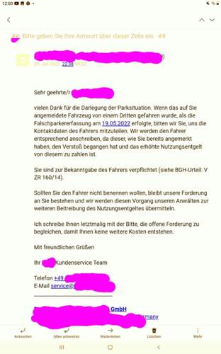 E-Mail bezgl. verpixelter Fotos