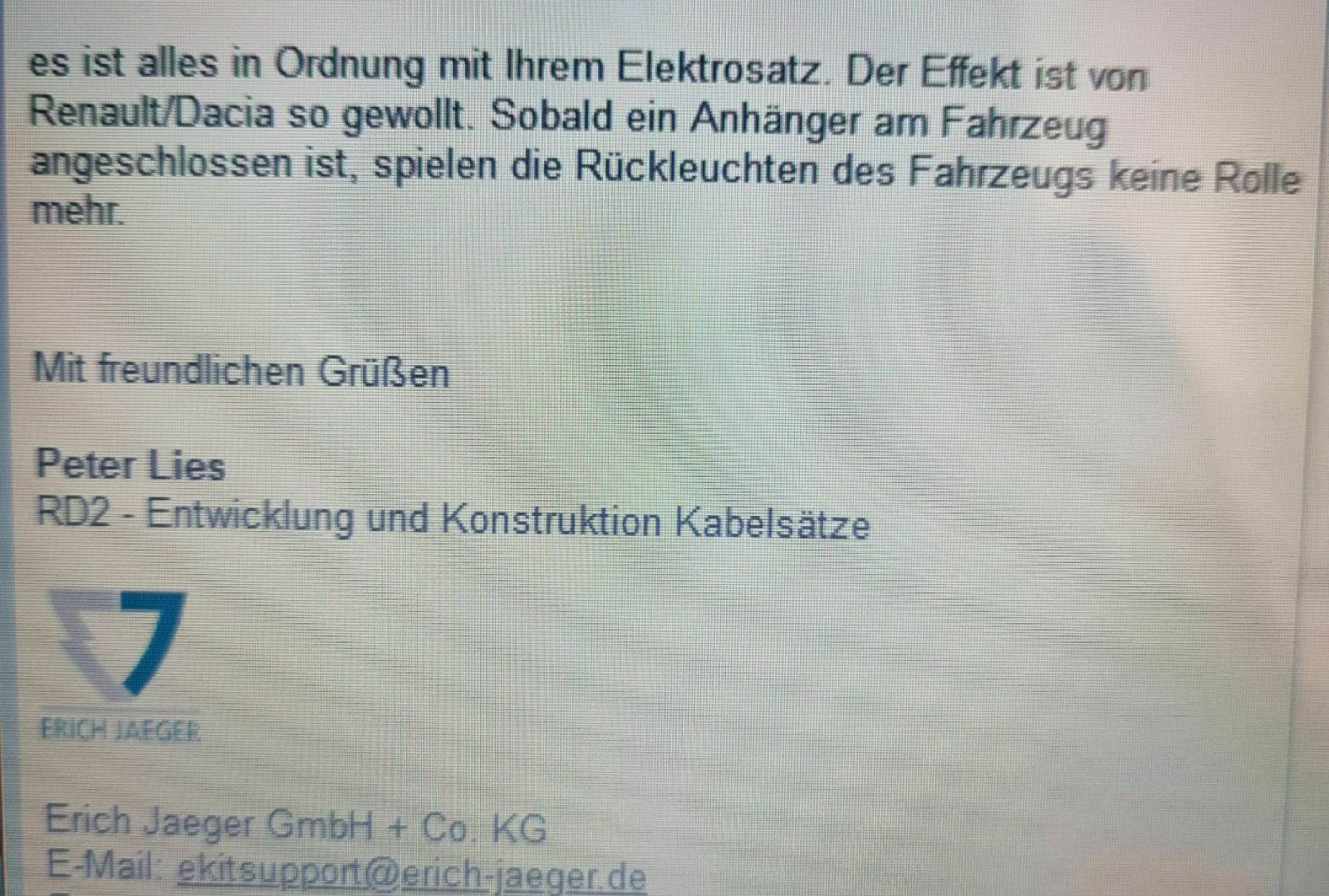 Problem : Dacia / Anhänger