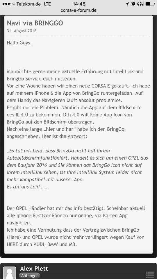 Problem IntelliLink 4 BringGo