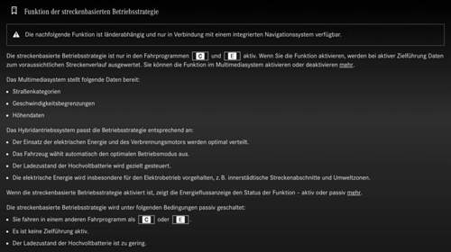 Streckenbasierte Betriebsstrategie