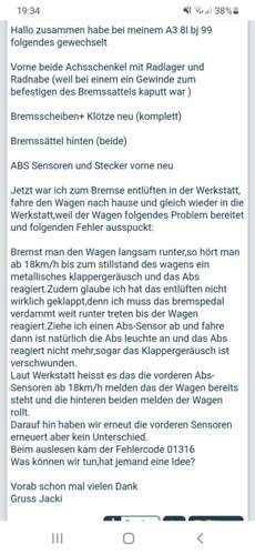Audi A3 8l ABS