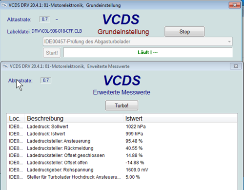 Werte des Positionsgebers