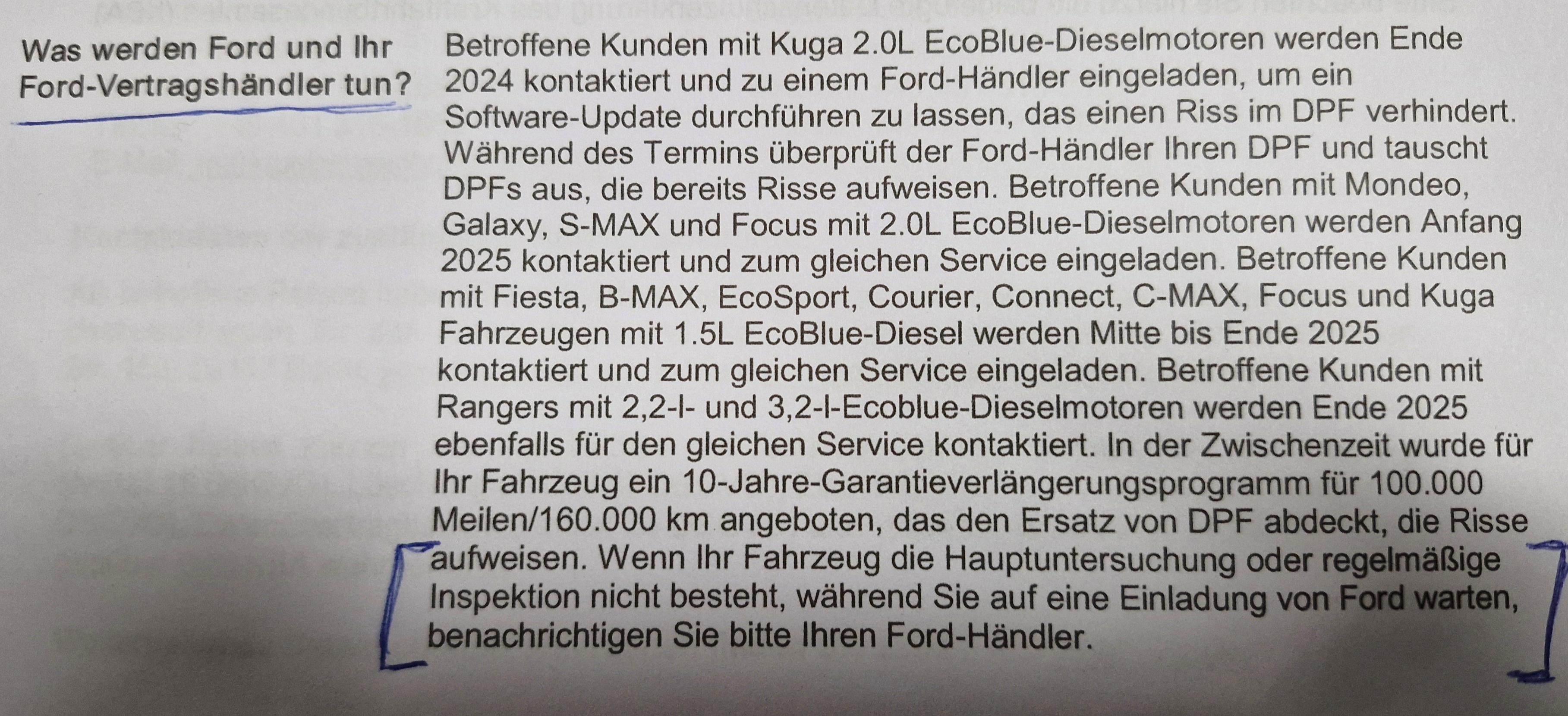 Probleme mit DPF Ford Focus 1.5 TDCI