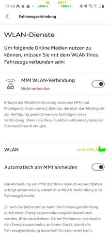 Screenshot von der myAudi-App