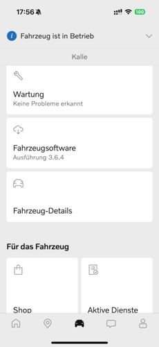 Fahrzeugsoftwarestand nach Update/ Patch