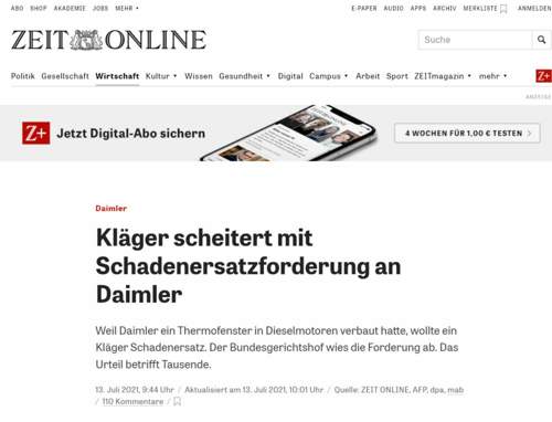 BGH hat entschieden: Kläger scheitert...