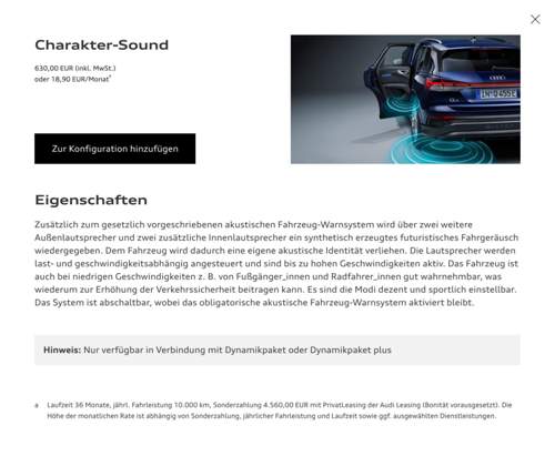 Character Sound im Konfigurator
