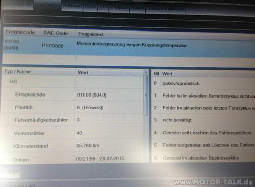 Fehlereintrag