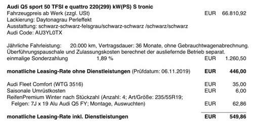 Meine Leasingkonditionen