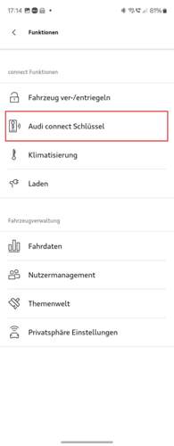 Audi Connect Schlüssel