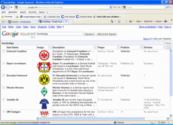 Die Bundesligatabelle bei Google