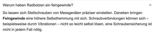Feingewinde, warum?