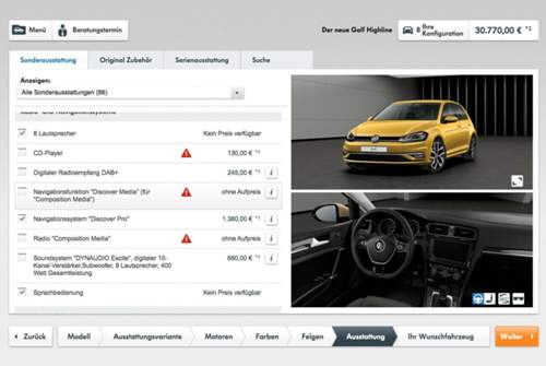 Das Navigationssystem wird im Golf 7 Facelift günstiger