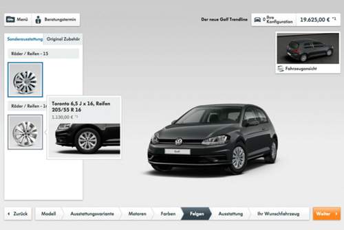 Einige Ausstattungsvarianten werden Teurer, zum Beispiel die Alufelgen für die Basisversion