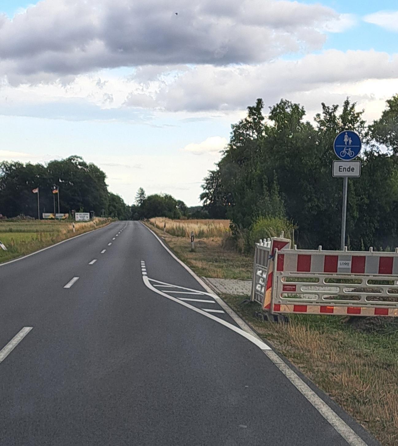 Radwegführung auf die Fahrbahn
