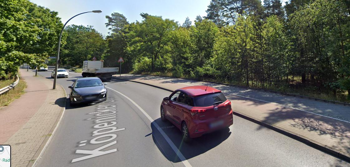 Radwegführung auf die Fahrbahn