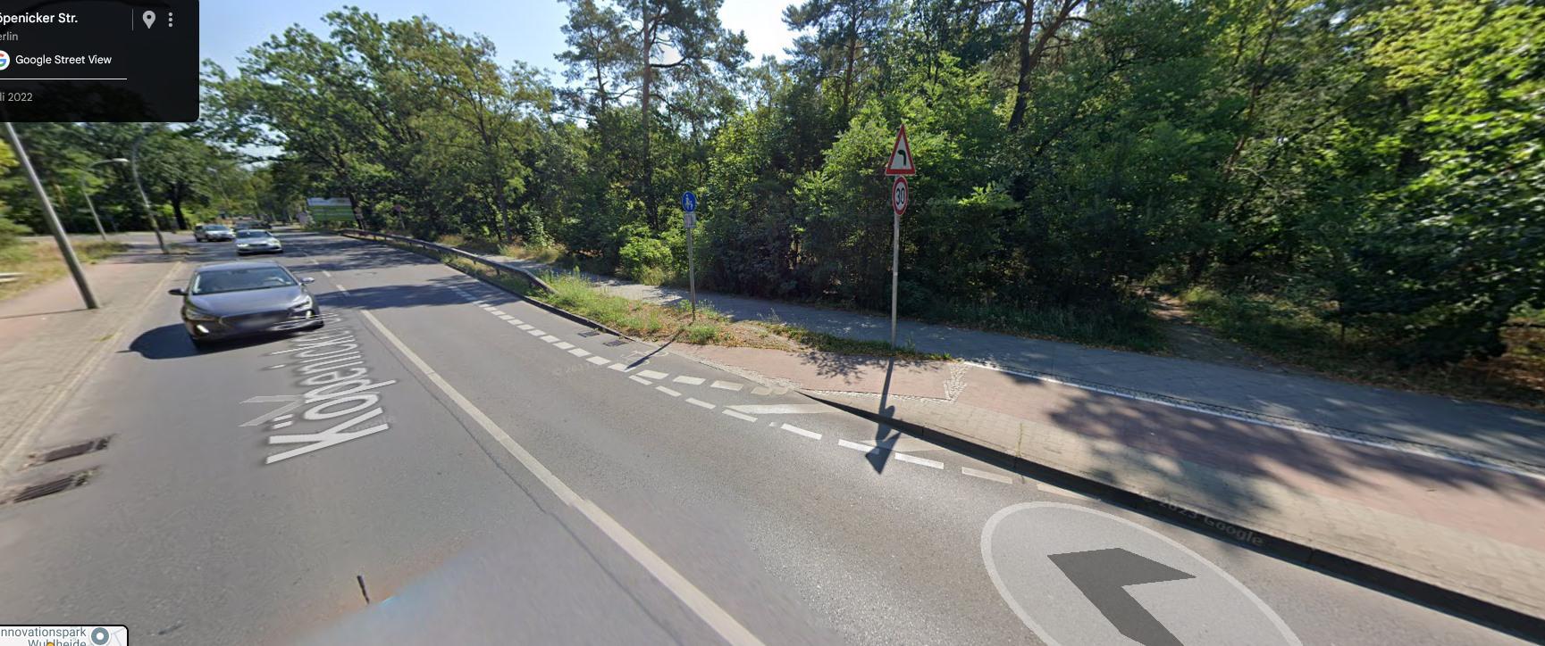 Radwegführung auf die Fahrbahn