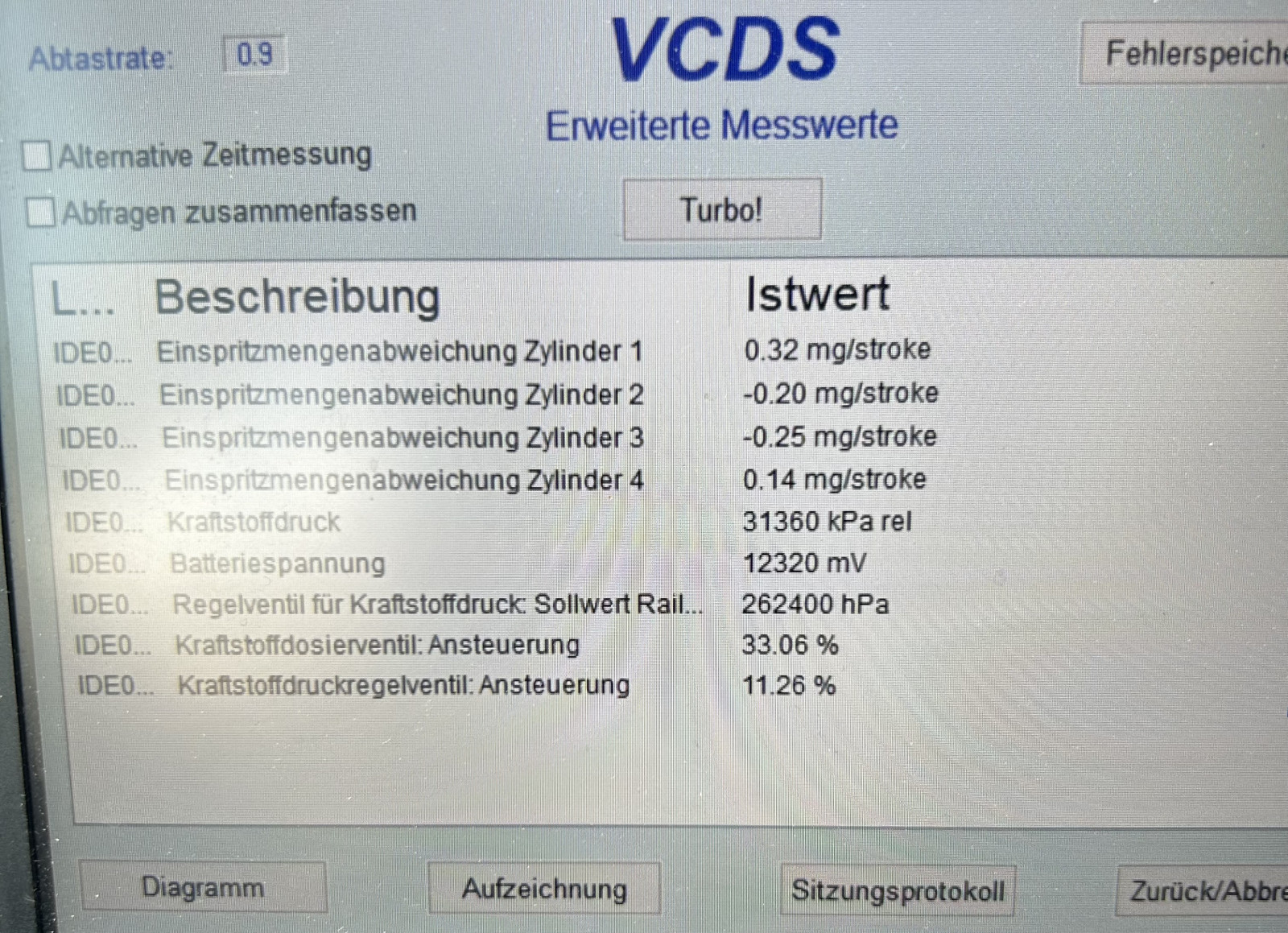 Raildruck Leerlauf normal und Schwankungen von 50bar?