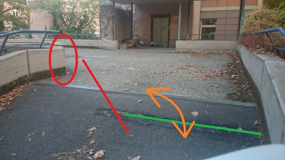 Rampe auffahren - aber Problem liegt nicht an der unteren Kante
