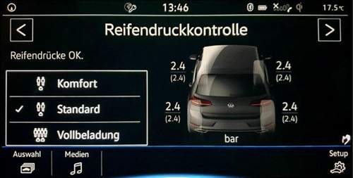 Maske Reifendruckkontrolle