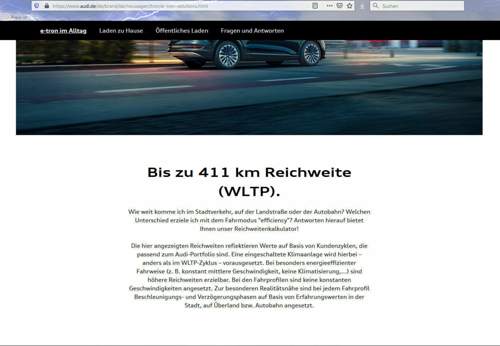 Wltp-reichweite laut Audi Homepage