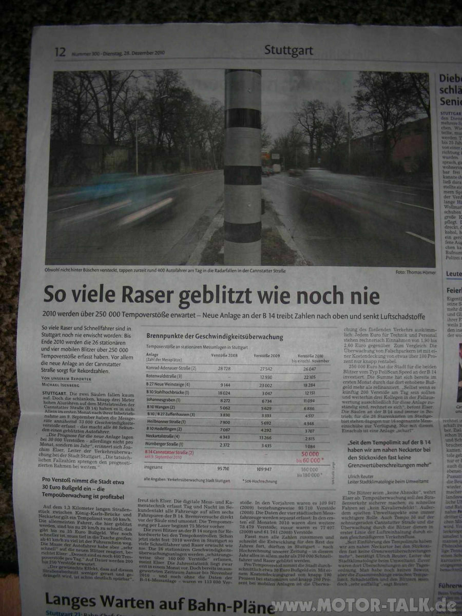 Reflex-> vorm Blitzer stark bremsen