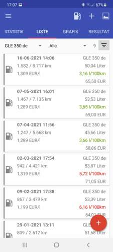 Screenshot von meiner Tank App