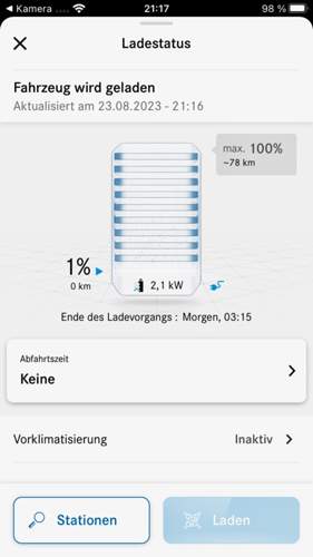 Ladestatus in der App
