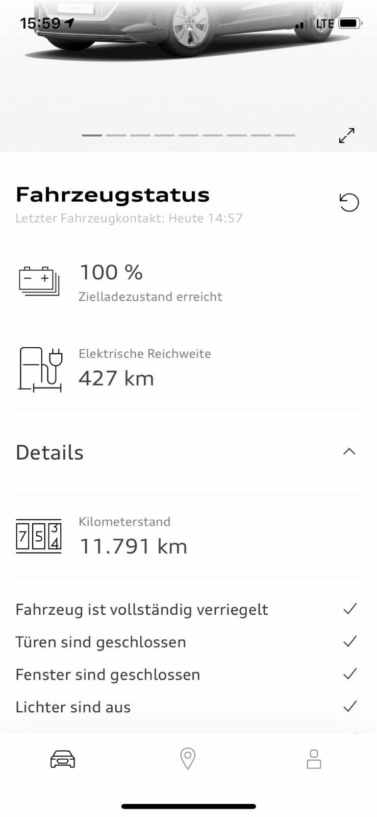 Reichweiteanzeige nach erfolgter Ladung
